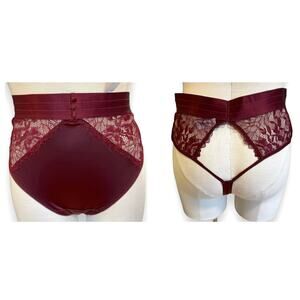 Torrid Plus Size 5 Sexy Open Cutout Back Burgundy Satin & Lace Lingerie Thong 5X